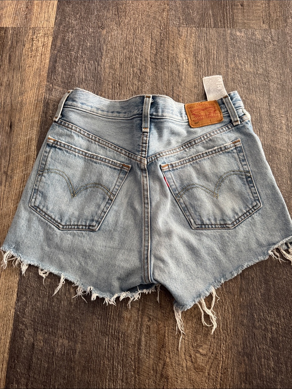 Levi's Faded Blue High-Waist Cutoff Denim Shorts 27